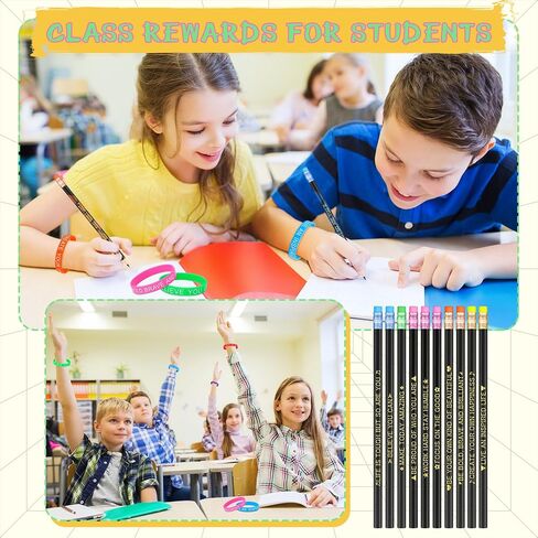 Tenceur 80 Pcs Inspirational Pencils Motivational Silicone Bracelets Set Color Changing Pencils for Kids Mood Pencils Bulk Student Gifts from Teacher Bulk for Kids School(Classic Style) in Kuwait