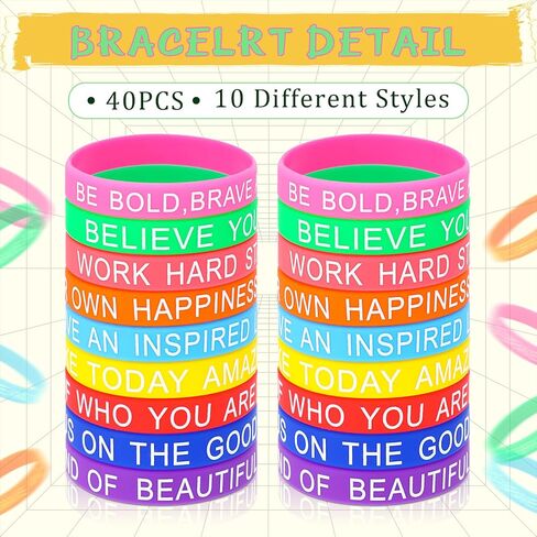 Tenceur 80 Pcs Inspirational Pencils Motivational Silicone Bracelets Set Color Changing Pencils for Kids Mood Pencils Bulk Student Gifts from Teacher Bulk for Kids School(Classic Style) in Kuwait