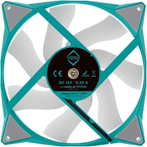 مروحة Iceberg Thermal IceGALE القابلة للتحكم RGB 140 مم PWM بمحمل كروي مزدوج ARGB (أسود) in Kuwait