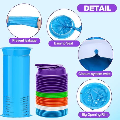Vomit Bags,50 Pack Emesis Bags Disposable Barf Bags,1000ml Leak Resistant Puke Bags,Portable Throw Up Bags Nausea Bags for Travel Motion Sickness Taxi Aircraft Car Sickness Bag,Pregnancy,Kids,5 Colors in Saudi Arabia