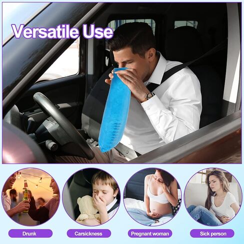 Vomit Bags,50 Pack Emesis Bags Disposable Barf Bags,1000ml Leak Resistant Puke Bags,Portable Throw Up Bags Nausea Bags for Travel Motion Sickness Taxi Aircraft Car Sickness Bag,Pregnancy,Kids,5 Colors in Saudi Arabia