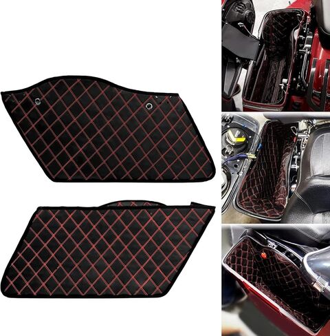 بطانات سجاد على شكل سرج للدراجات النارية تناسب موديلات Harley Touring Road King Road Glide Road King Electra Street Ultra Glide Classic 1993-2013 (خيط أحمر) in Kuwait
