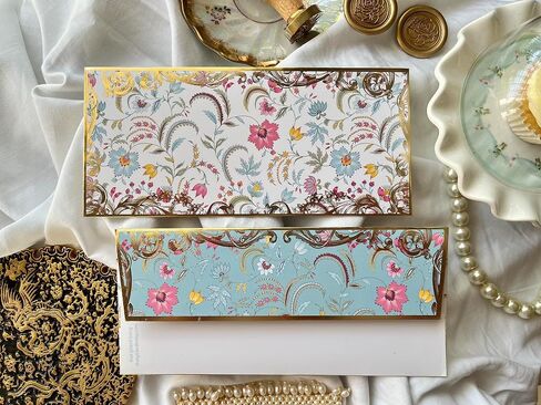 Gold Foil Money Envelope for Shagun Wedding Cash gifting, Premium Luxury envelopes Pack of 10, 7.2 X 3.2 inches, White colour with Indian motifs, That Gilded Lining in Saudi Arabia
