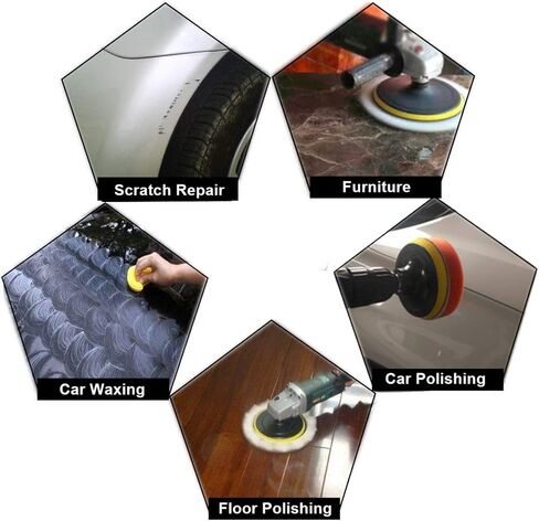 طقم وسادة تلميع HighFree مكون من 38 قطعة من وسادة تلميع رغوة الحفر للسيارة مقاس 3 بوصة و5 بوصة وسادات تلميع للعناية بالسيارة وتلميع الشمع in Kuwait