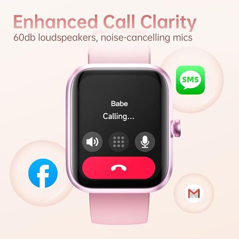 ساعة ذكية عالية الدقة بشاشة كبيرة، ساعات ذكية للنساء والرجال مع مكالمات بلوتوث واضحة، مراقبة صحية على مدار الساعة طوال أيام الأسبوع، تتبع اللياقة البدنية، ساعة تتبع اللياقة البدنية مقاومة للماء لنظام Android iOS in Kuwait