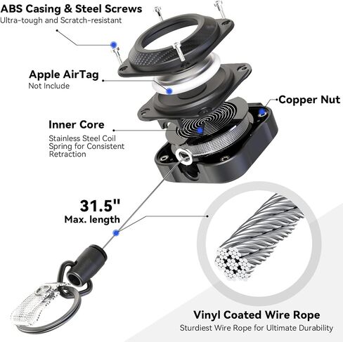 LIUGX Airtag Retractable Keychain with Belt Clip, Airtag Holder, Badge Reel with 31.5" Wire Rope in Saudi Arabia