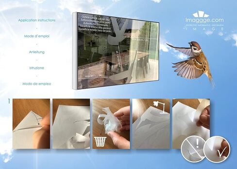 Anti-Collision Stickers to Prevent Bird Strikes on Window Glass - Set of 17 Silhouettes - Color: Translucent/Dusted - Window Clings Decals - Birds Protection Prevention Deflectors Reflectors in Kuwait