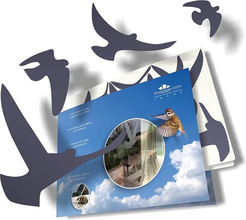 Anti-Collision Stickers to Prevent Bird Strikes on Window Glass - Set of 17 Silhouettes - Color: Translucent/Dusted - Window Clings Decals - Birds Protection Prevention Deflectors Reflectors in Kuwait