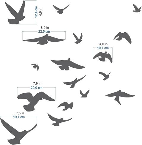 Anti-Collision Stickers to Prevent Bird Strikes on Window Glass - Set of 17 Silhouettes - Color: Translucent/Dusted - Window Clings Decals - Birds Protection Prevention Deflectors Reflectors in Kuwait