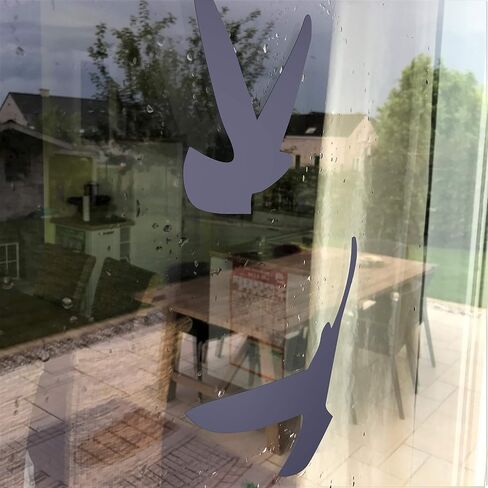 Anti-Collision Stickers to Prevent Bird Strikes on Window Glass - Set of 17 Silhouettes - Color: Translucent/Dusted - Window Clings Decals - Birds Protection Prevention Deflectors Reflectors in Kuwait
