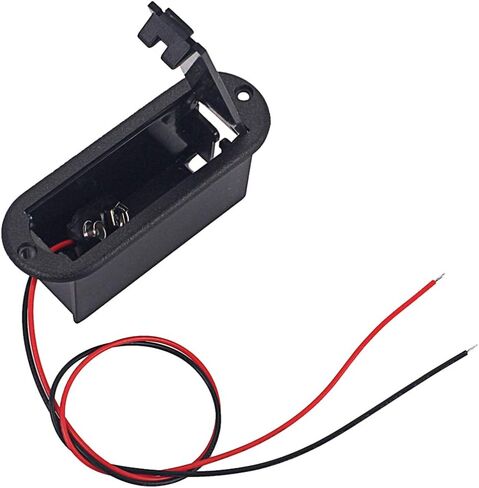 حافظة حامل بطارية جيتار 9 فولت من Healifty Eleguitar صندوق علبة بطارية جيتار مع كابل بطارية لالتقاط جيتار باس نشط (أسود) أداة جيتار in Kuwait