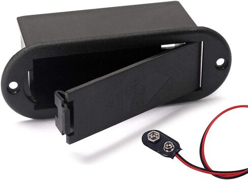 حافظة حامل بطارية جيتار 9 فولت من Healifty Eleguitar صندوق علبة بطارية جيتار مع كابل بطارية لالتقاط جيتار باس نشط (أسود) أداة جيتار in Kuwait