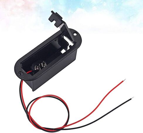 حافظة حامل بطارية جيتار 9 فولت من Healifty Eleguitar صندوق علبة بطارية جيتار مع كابل بطارية لالتقاط جيتار باس نشط (أسود) أداة جيتار in Kuwait