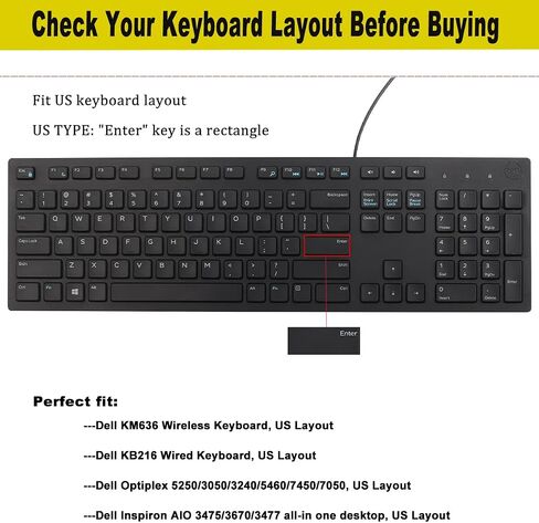 Keyboard Cover for Dell KB216 KB216p KB216d Keyboard/Dell KM636 Keyboard/Dell Optiplex 5250 3050 3240 5460 7450 7050 /Dell Inspiron AIO 3475 3670 3477 7700 All-in-one Desktop-Colorful in Saudi Arabia