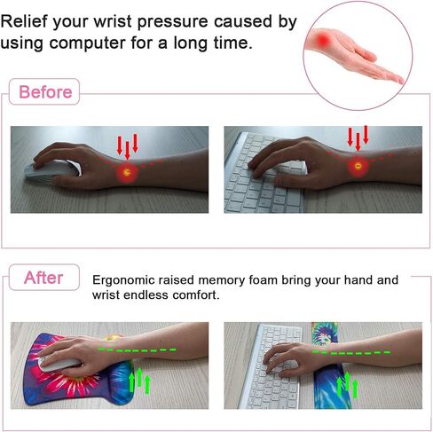 لوحة ماوس مصبوغة مع دعم للمعصم ومجموعة جل لدعم لوحة المفاتيح للرجال والنساء والأطفال والكمبيوتر المحمول والمكتب والمنزل in Kuwait