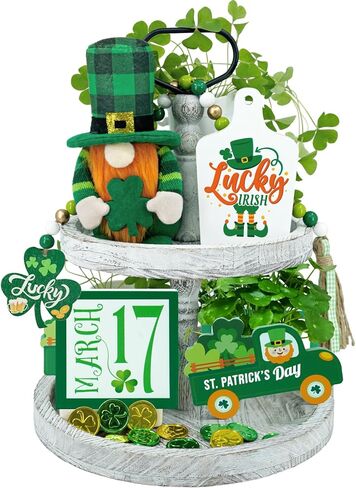 ديكور صينية متدرجة لعيد القديس باتريك زينة عيد القديس باتريك سانت باتريك جني غنوم علامات خشبية خضراء فخمة ديكور حفلات أيرلندي محظوظ in Kuwait