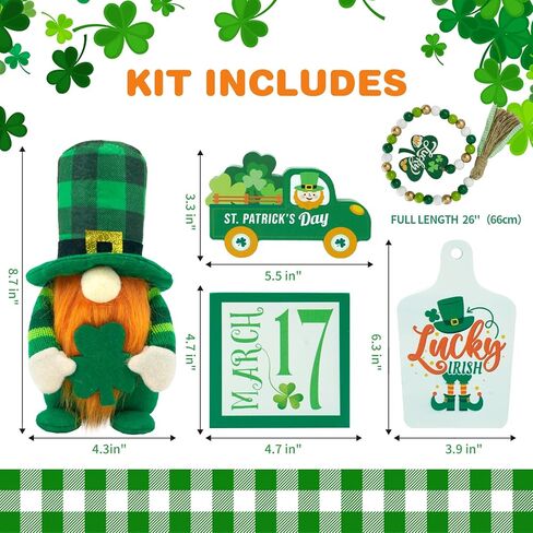ديكور صينية متدرجة لعيد القديس باتريك زينة عيد القديس باتريك سانت باتريك جني غنوم علامات خشبية خضراء فخمة ديكور حفلات أيرلندي محظوظ in Kuwait