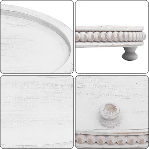 Wooden Oval Tray for Coffee Table 12 * 16 inch Beaded Decorative Tray Riser Rustic Wood Tray Farmhouse Oval Tray for Kitchen, Living Room and Bedroom in Saudi Arabia