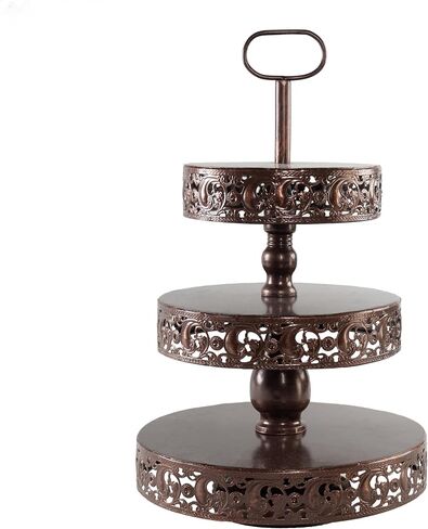 Double-Sided Gold 3 Tiered Decorative Tray, Serving Tray, Cake Stand, Farmhouse Decor, Party Decorations for Celebration in Saudi Arabia