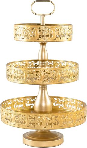 Double-Sided Gold 3 Tiered Decorative Tray, Serving Tray, Cake Stand, Farmhouse Decor, Party Decorations for Celebration in Saudi Arabia