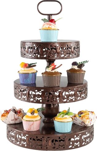 Double-Sided Gold 3 Tiered Decorative Tray, Serving Tray, Cake Stand, Farmhouse Decor, Party Decorations for Celebration in Saudi Arabia