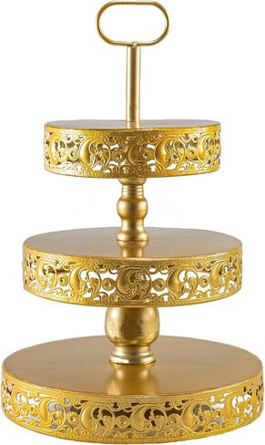 Double-Sided Gold 3 Tiered Decorative Tray, Serving Tray, Cake Stand, Farmhouse Decor, Party Decorations for Celebration in Saudi Arabia