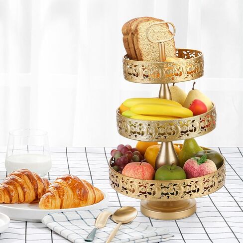 Double-Sided Gold 3 Tiered Decorative Tray, Serving Tray, Cake Stand, Farmhouse Decor, Party Decorations for Celebration in Saudi Arabia