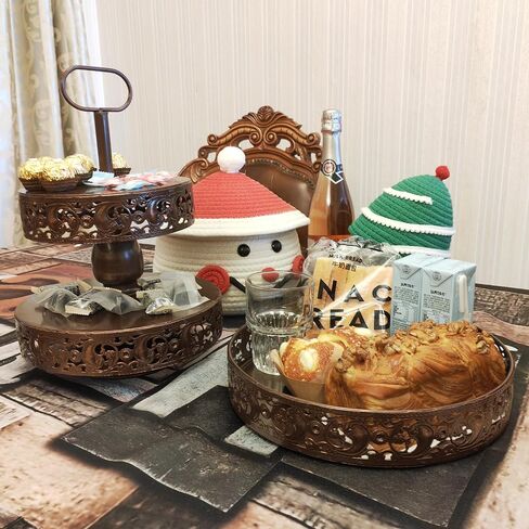 Double-Sided Gold 3 Tiered Decorative Tray, Serving Tray, Cake Stand, Farmhouse Decor, Party Decorations for Celebration in Saudi Arabia