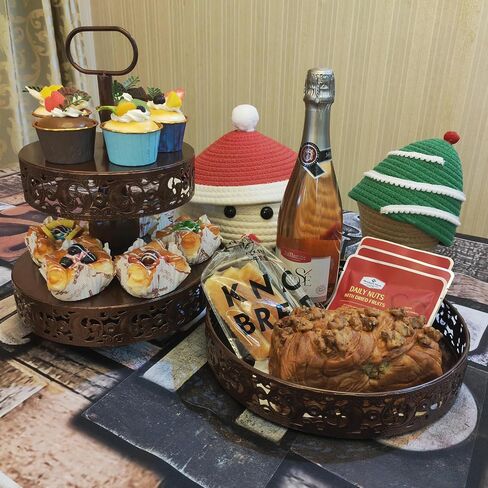 Double-Sided Gold 3 Tiered Decorative Tray, Serving Tray, Cake Stand, Farmhouse Decor, Party Decorations for Celebration in Saudi Arabia
