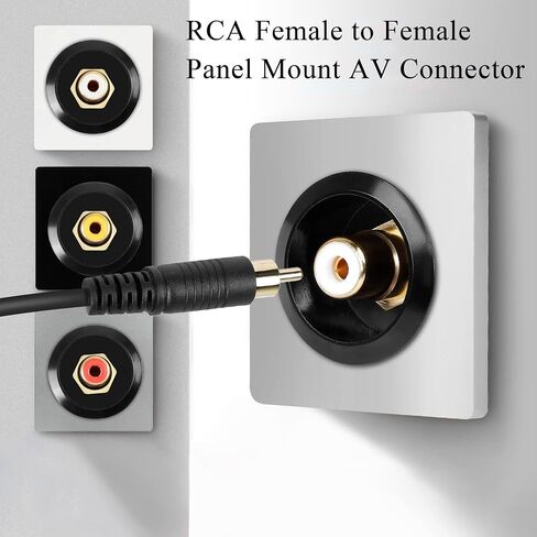 QIANRENON محول ثابت ملولب RCA مطلي بالذهب، موصل AV مثبت على لوحة RCA أنثى إلى أنثى، لمضخم صوت التلفزيون ومكبر الصوت Phono S/PDIF (أبيض) in Kuwait