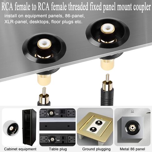 QIANRENON محول ثابت ملولب RCA مطلي بالذهب، موصل AV مثبت على لوحة RCA أنثى إلى أنثى، لمضخم صوت التلفزيون ومكبر الصوت Phono S/PDIF (أبيض) in Kuwait