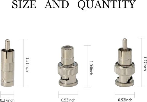 XINMKA BNC to RCA Adapter with BNC Male to RCA Female Connector Adapter, BNC Female to RCA Male Plug Adapter and BNC Male to RCA Male Plug Adapters for CCTV Security Camera Surveillance Video 30Pcs in Kuwait