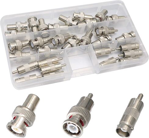 XINMKA BNC to RCA Adapter with BNC Male to RCA Female Connector Adapter, BNC Female to RCA Male Plug Adapter and BNC Male to RCA Male Plug Adapters for CCTV Security Camera Surveillance Video 30Pcs in Kuwait
