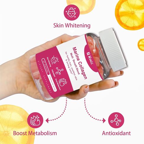Marine Collagen Gummies- Multi Benefit Blend Vitamin Collagen Gummies for Women for Hair Growth, Skin and Nails, Joint Care Vitamin Anti-Aging and Elasticity Hydrolyzed. (1 Pack) in Saudi Arabia