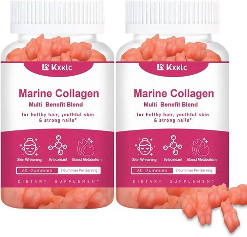 Marine Collagen Gummies- Multi Benefit Blend Vitamin Collagen Gummies for Women for Hair Growth, Skin and Nails, Joint Care Vitamin Anti-Aging and Elasticity Hydrolyzed. (1 Pack) in Saudi Arabia