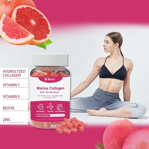 Marine Collagen Gummies- Multi Benefit Blend Vitamin Collagen Gummies for Women for Hair Growth, Skin and Nails, Joint Care Vitamin Anti-Aging and Elasticity Hydrolyzed. (1 Pack) in Saudi Arabia