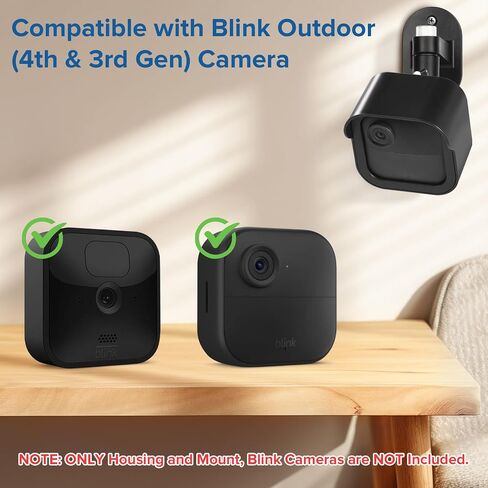 ALERTCAM حامل تثبيت على الحائط لـ Blink Outdoor 4 (الجيل الرابع) وBlink Outdoor (الجيل الثالث)، حامل قابل للتعديل 360 درجة بدون ثقب وغطاء واقٍ مقاوم للطقس للكاميرا Blink (أسود، عبوتان) in Saudi Arabia
