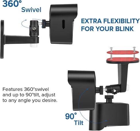 ALERTCAM حامل تثبيت على الحائط لـ Blink Outdoor 4 (الجيل الرابع) وBlink Outdoor (الجيل الثالث)، حامل قابل للتعديل 360 درجة بدون ثقب وغطاء واقٍ مقاوم للطقس للكاميرا Blink (أسود، عبوتان) in Saudi Arabia