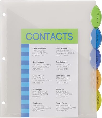 Avery Insertable Style Edge Pocket Plastic Dividers for 3 Ring Binders, 5 Tab Set, Multicolor, Works with Sheet Protectors, 1 Set (11292) in Saudi Arabia