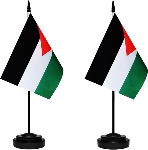 مجموعة علم مكتب صغير للأردن الأردني، علم مكتب الأردن الأردني المصغر مع عمود أسود 13 بوصة، قاعدة سوداء، علم مكتب الأردن الفاخر المصغر (عبوتان) in Kuwait