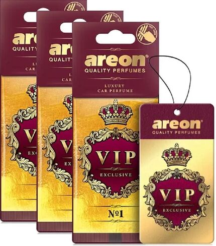AREON VIP - معطر هواء معلق من الورق المقوى للسيارة والمنزل والمكتب - معطر هواء عطر كولونيا ممتاز مع عطور طبيعية - رائحة منعشة وفاخرة تدوم طويلاً - تصميم أنيق - أسطورة، in Kuwait