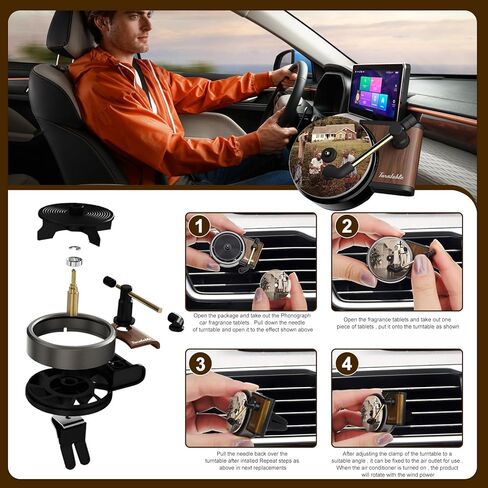 14PCS Air Freshener Car Record Player, Car Vent Clips Decoration Record Player Design, Album Cover Car Accessories for Fans Music Lovers in Kuwait