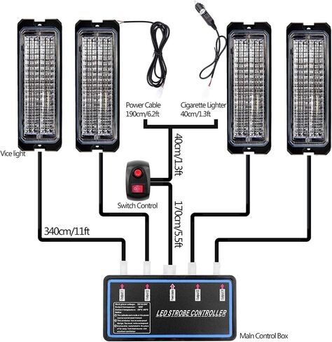 مصابيح LED القوية للشاحنات 12-24 فولت 30 مصباح LED مع مفتاح وجهاز تحكم عن بعد - 4 قطع (كهرماني أبيض، مفتاح وجهاز تحكم عن بعد) in Kuwait