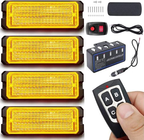 مصابيح LED القوية للشاحنات 12-24 فولت 30 مصباح LED مع مفتاح وجهاز تحكم عن بعد - 4 قطع (كهرماني أبيض، مفتاح وجهاز تحكم عن بعد) in Kuwait