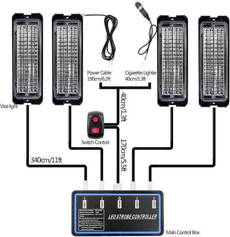 مصابيح LED القوية للشاحنات 12-24 فولت 30 مصباح LED مع مفتاح وجهاز تحكم عن بعد - 4 قطع (كهرماني أبيض، مفتاح وجهاز تحكم عن بعد) in Kuwait