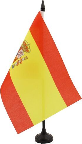 Spain Table Flag 5'' x 8'' - Spanish Desk Flag 21 x 14 cm - Black plastic stick and base - AZ FLAG in Saudi Arabia