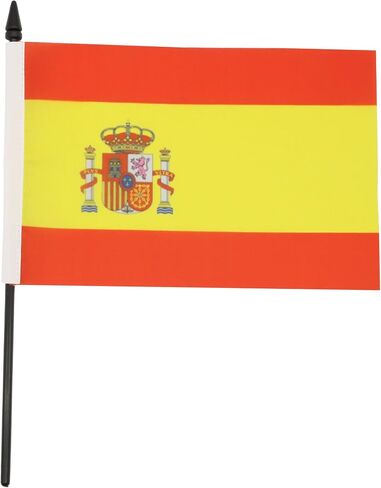 Spain Table Flag 5'' x 8'' - Spanish Desk Flag 21 x 14 cm - Black plastic stick and base - AZ FLAG in Saudi Arabia