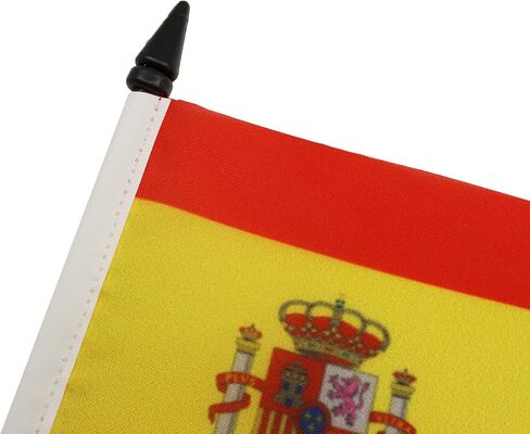 Spain Table Flag 5'' x 8'' - Spanish Desk Flag 21 x 14 cm - Black plastic stick and base - AZ FLAG in Saudi Arabia