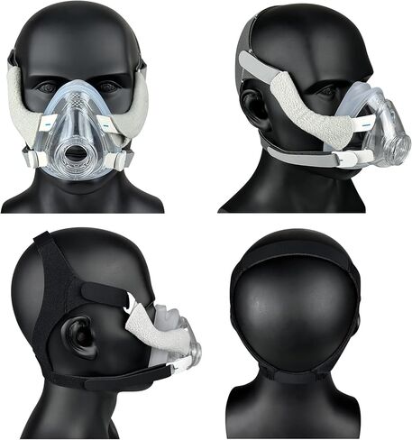 حزام غطاء الرأس Airfit F20 AirTouch F20 مكون من قطعتين بديلتين لقناع CPAP مع غطاءين للحزام مناسب لـ Resmed Airfit F20 AirTouch F20 - قياسي (رمادي وأسود) in Kuwait