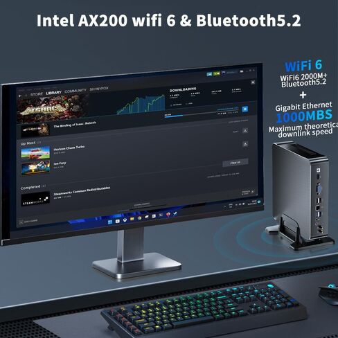 Mini PC i9-10885H 8 Cores Up to 5.3GHz, Deaktop Computer Windows 11 pro, 32G DDR4 RAM 1T M.2 NVME SSD, 4K HDMI2.0 VGA Dual Display, Wifi6 Bluetooth5.2, Gigabit LAN for Office/Hone/HTPC in Saudi Arabia